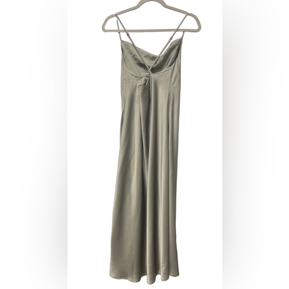 Show Me Your Mumu Verona Cowl Dress in Moss Green Luxe Satin - Picture 6 of 12